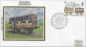 Railway Vintage History Wood Train Carriage Manchester GB Colorano Silk FCD 1980 - Picture 1 of 1