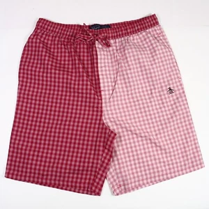 Original Penguin Woven Sleep Shorts Checked Sangria Size M - Picture 1 of 3