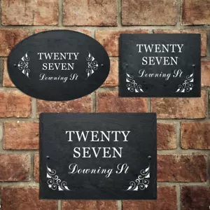 Personalised Slate Plaque Door Number Plaques Custom House Gate Signs UV Printed - Picture 1 of 7