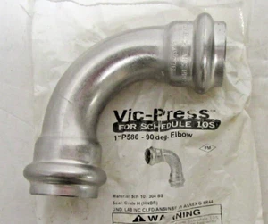 Victaulic P586 Vic-Press 1" Press Stainless Steel 90-Degree Elbow HNBR Seal - Picture 1 of 5