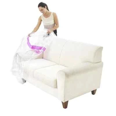 2x Furniture ( 3 & 2) Seater Couch Plastic Cover Moving Storage Bag- A Grade Bag - image 1 of 3