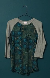 Neu mit Etikett LuLaRoe Randy ~ KLEIN ~ TÜRKIS SCHWARZ & GOLD ~ Paisley Blumenmuster * Rarität Einhorn * - Bild 1 von 2