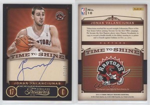 2013 Panini Timeless Treasures Time to Shine Gold /10 Jonas Valanciunas #18 Auto