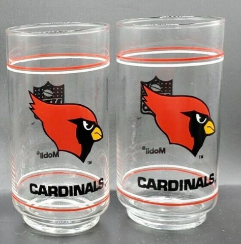 SET OF 8!  Phoenix Arizona Cardinals NFL Mobil Gas Promo Libbey Drinking Glass Cover