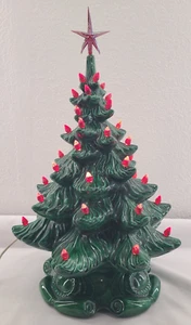 Vintage '74 Atlantic Form 16" Retro Keramik beleuchteter Weihnachtsbaum Schnörkel mit Sockel - Bild 1 von 20