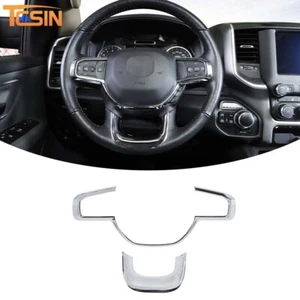 Cubierta de moldura de volante para Dodge Ram 1500 2018-2020 cromo ABS - Imagen 1 de 8