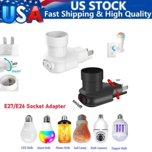 E27 Adapter 360° Plug in Light Socket Outlet to Light Bulb 3-Prong Outlet Socket - Picture 1 of 24