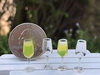 Miniature Champagne Glasses Set of 2 Fairy Garden Shadowbox Dollhouse NEW