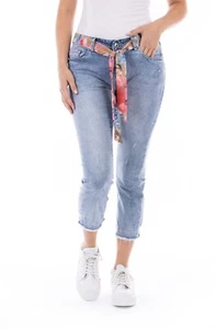 BLUE MONKEY DAMEN JEANS B WARE NEU BLAU CAPRI TUNNELZUG GÜRTEL 7/8 LÄNGE SOMMER - Bild 1 von 8