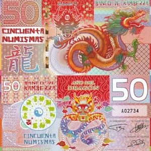 Kamberra 50 Numismas 2024 Chinese Zodiac Lunar Calendar Dragon Fantasy Polymer N - Picture 1 of 3