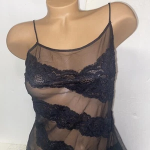 VINTAGE VICTORIAS SECRET MESH Sheer SLIP Chemise  GOWN LINGERIE sz M Y2K  #4B1 - Picture 1 of 13