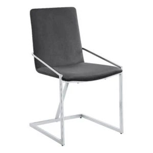 ACME Zlatan 19" Velvet and Metal Side Chair in Gray & Chrome (Set of 2) - Picture 1 of 10