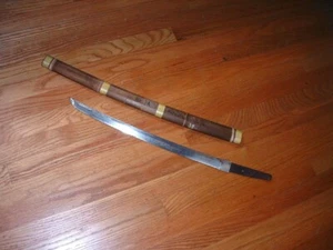 [GN1-02-01-15] Japanese Sword:  Mumei Wakizashi Blade and Habaki   Project Piece