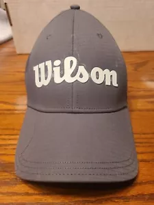 Wilson Hat Cap Strap Back Adult Gray Grey Embroidered Golfer 100% Polyester - Picture 1 of 5
