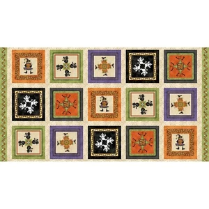 HALLOWEENIE Kaleidoscope Quilt Fabric Panel 24" x 44" Maywood Halloween Orange - Picture 1 of 1