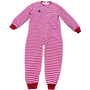 OshKosh B'Gosh Pajamas Kids Size 8 Pink Striped Christmas Tree Fleece Full Zip - Picture 1 of 3
