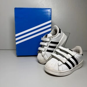 Adidas Originals Toddler Superstar Hook & Loop Shoes White & Black UK 4K US 5K - Picture 1 of 11