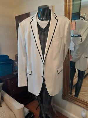 Chaqueta Tallia Piping Blanca/Negro Talla 54XL Ha sido Alterada Ver... Foto 1 de 4