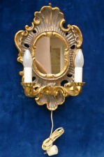 2-armiger Wandleuchter Wandlampe mit Spiegel Holz, Stuck, vergoldet, Barock Stil