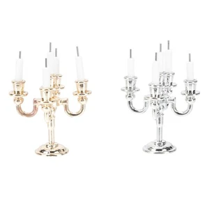 2 Sets Toy House Candlesticks Miniature Candlesticks Mini Alloy Candle Holders - Picture 1 of 12