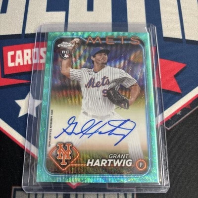 Grant Hartwig 2024 Topps Chrome Rookie RC Auto Aqua Wave Refractor /199 -GD - Image 1 of 2