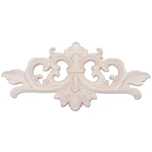 2 Pcs 22x10 cm Wood  Corner Onlay Applique Decor Furniture Craft Unpainted J1E1 - Bild 1 von 7