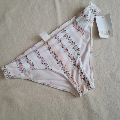 Parte inferior de bikini blanca floral para mujer talla XL por GB nueva con etiquetas Foto 1 de 4