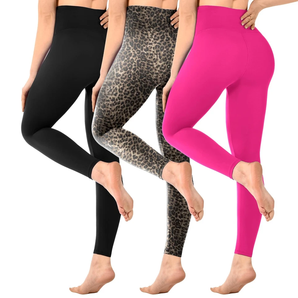 Lot de 3 leggings taille haute pour femme opaques noirs pour gym yoga XXL - Photo 1/4