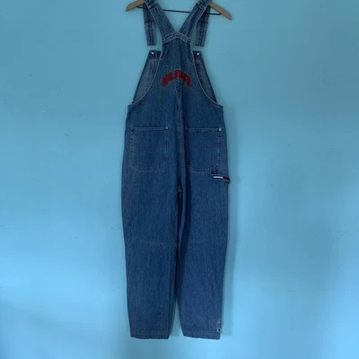 Tommy Hilfiger Y2K логотип ретро джинсовой ткани Dungaree плотник нагрудник общий L редкая - Изображение 1 из 4
