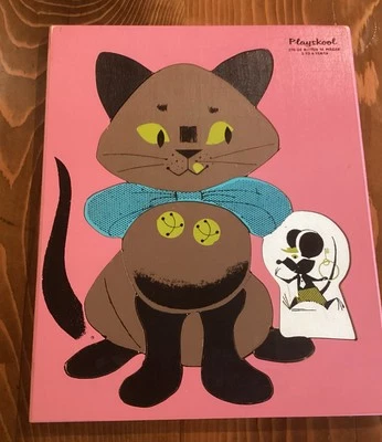 Rompecabezas de madera Playskool Cat Green Eyes vintage 275-20 Foto 1 de 4