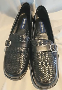Vintage Dockers Khakis Black Woven Leather Loafers Womens 8.5 Made in Brazil - Picture 1 of 6