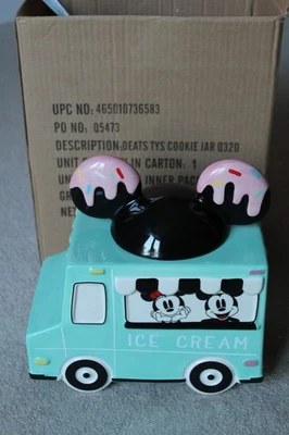 DISNEY STORE DISNEY EATS ICE CREAM VAN COOKIE JAR MICKEY + MINNIE BOXED - Image 1 of 4