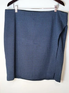 J. Jill Ponte Talla XL Falda Envolvente de Lino Azul y Negro Diente de Perro Rodilla Ropa de Trabajo - Imagen 1 de 5