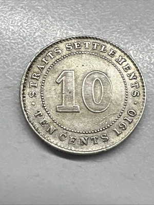 1910 Straits Settlements Silver 10 Cent-Nice - Image 1 of 2