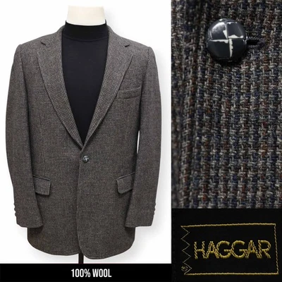 HAGGAR VINTAGE TWEED Hombre Estampado 100% LANA Abrigo Deportivo Traje Chaqueta Blazer 38 R Foto 1 de 4