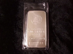 VINTAGE 10 OZ ENGELHARD .999 FINE SILVER BAR / FACTORY SEALED / "C" SERIES~GLOBE - Bild 1 von 4