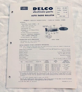 1961 Cadillac Deville Eldorado Original GM Wonder Bar Radio Service Info 61 NOS - Picture 1 of 5