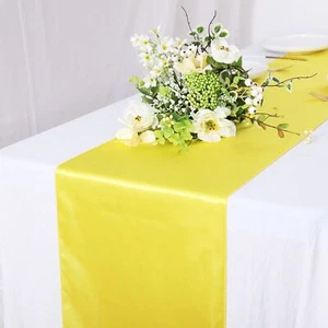 5 Pack Satin Table Runner 12 x 108 Inch Long Bright Silk Smooth Fabric Table ... - Picture 1 of 7