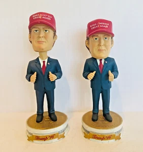 ( ( ON SALE ) ) ~ 2 Used Donald Trump Red Hat MAGA Bobbleheads (( SOLD AS-IS )) - Picture 1 of 6