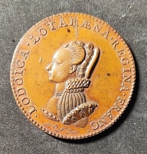 Antigua medalla de cobre de Luisa de Lorena y Alejandro Enrique III - Imagen 1 de 11