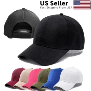 Baseball Cap Trucker Solid Plain Blank Men Women Washed Cotton Adjustable Hat - Picture 1 of 34