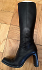 Women Leather High-heel Boots, Black, Size 36 1/2