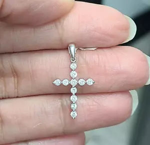 Deal! 0.35CTW GENUINE DIAMOND CROSS PENDANT CHARM IN 14K GOLD 22MM - Picture 1 of 10