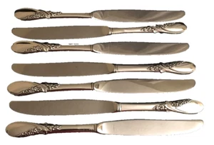 Lote de 7 cuchillos de cena de plata Sterling May Melody 1952 juego de plata internacional antiguo - Imagen 1 de 3
