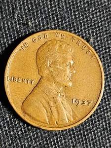 1937 Wheat Penny Errors No Mint Mark, Letters On Rim, 88-Year-Old Coin - Picture 1 of 5