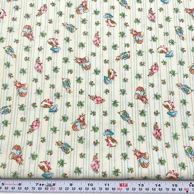 Beatrix Potter 2006 Quilting Treasures Striped Cotton Fabric by the HALF YARD - Image 1 of 2