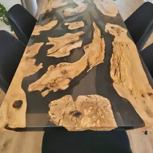 Chrystal Clear Epoxy Resin Acacia Dining Coffee Table Top Restaurant decor - Picture 1 of 6
