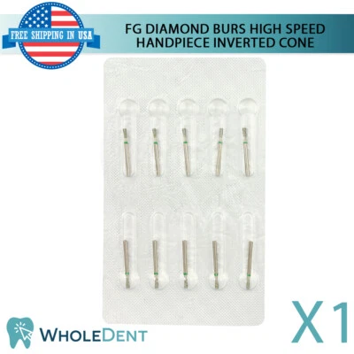 FG Diamond Burs Dental High Speed Handpiece Inverted Cone Head 10Pcs Sterile - Image 1 of 4
