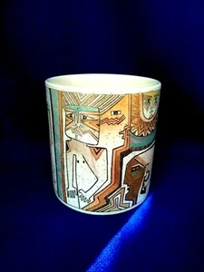 Laurel Burch Primordial Dream Tribal Gold Egyptian Coffee Mug Cup 1990 Japan - Picture 1 of 11