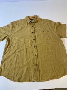 32 Bar Blues Hemd Herren XL Baumwolle Leinenmischung Kurzarm Safari Knopfleiste - Bild 1 von 9